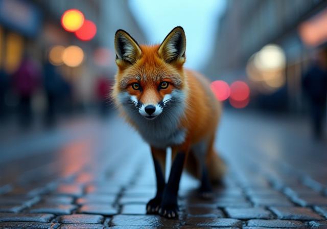 Red fox in an urban London setting representing the English track
